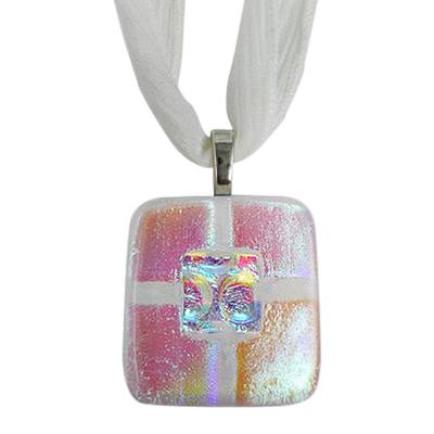 Clear Pink Small Memorial Ashes Pendant