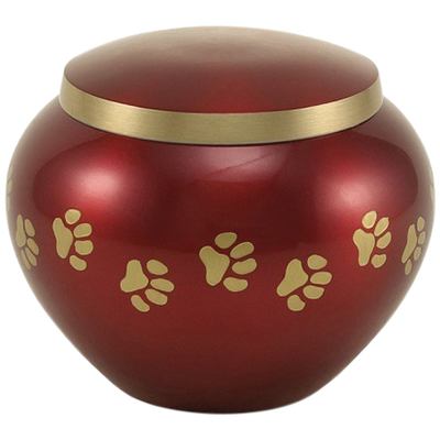 Paw Print Crimson Large Pet Urn