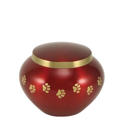 Paw Print Crimson Small Pet Urn