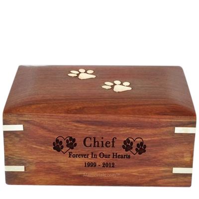 Paw Print Wood Cremation Urn