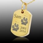 Paw Tag 14k Gold Print Cremation Keepsake