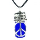 Peace Blue Pet Ash Urn Necklace