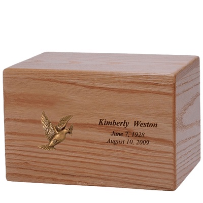 Peace Dove Wood Cremation Urn
