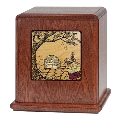 Peaceful Garden Wood Cremation Urn