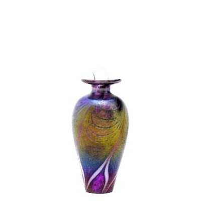 Peacock Glass Keepsake Cremation Urn