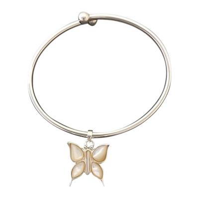 Pearl Butterfly Ash Cremation Bracelet