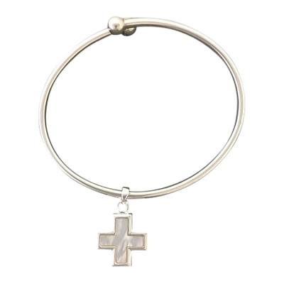 Pearl Cross Ash Cremation Bracelet