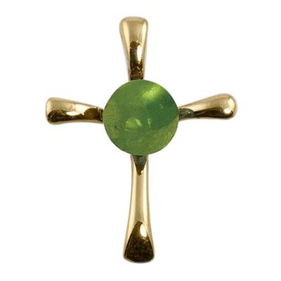 Peridot Cross Cremation Ash Pendant