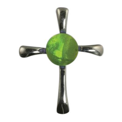 Peridot Cross Cremation Ash Pendant