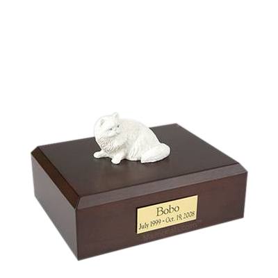 Persian White Laying Medium Cat Cremation Urn