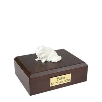 Persian White Laying Small Cat Cremation Urn