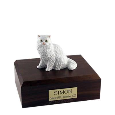 Persian White Sitting Medium Cat Cremation Urn