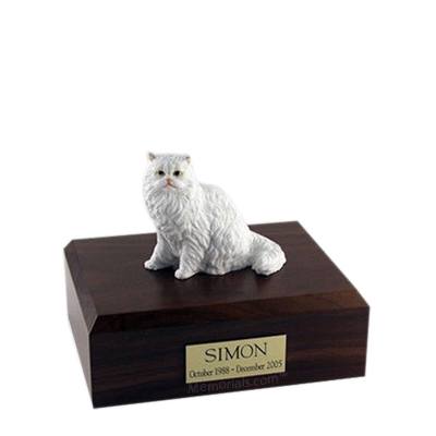 Persian White Sitting Small Cat Cremation Urn