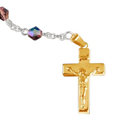 Pink Crystal Gold Cremation Rosary