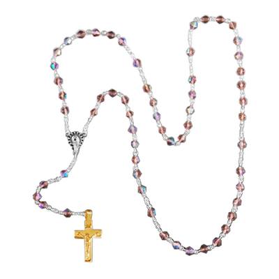 Pink Crystal Gold Cremation Rosary