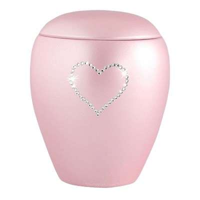 Pink Crystal Heart Ceramic Urn