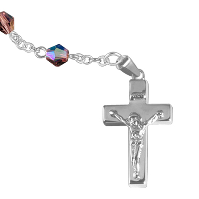 Pink Crystal Silver Cremation Rosary