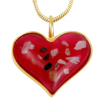 Pink Heart Cremation Ash Pendant II