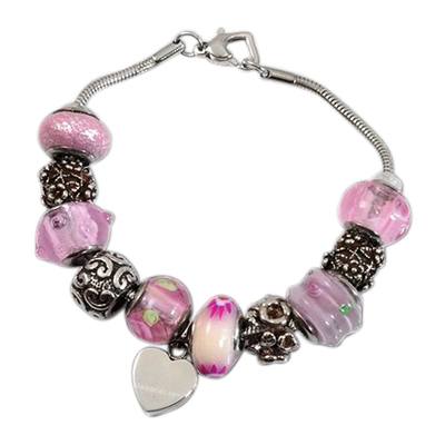 Pink Heart Cremation Bracelet