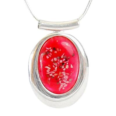 Pink Oval Cremation Ash Pendant