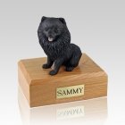 Pomeranian Black Sitting Large Dog Urn