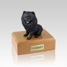 Pomeranian Black Sitting Small Dog Urn