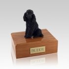 Poodle Black Sitting Small Dog Urn