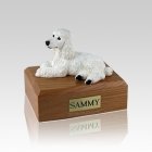 Poodle White Laying Small Dog Urn