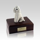 Poodle White Sitting Small Dog Urn