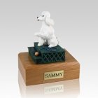 Poodle White Sport Cut Sitting Dog Urns