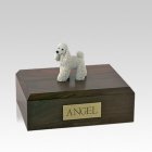 Poodle White Standing Medium Dog Urn