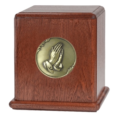 Prayer Mahogany Wood Urn