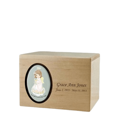 Precious Moments Brunette Girl Small Urn