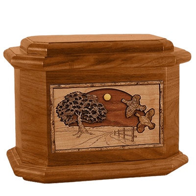 Quail Mahogany Octagon Cremation Urn