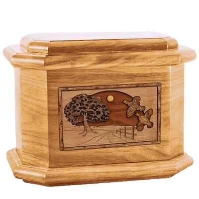 Quail Oak Octagon Cremation Urn