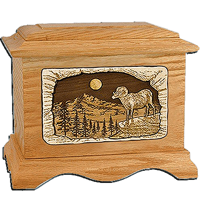Ram Oak Cremation Urn for Two