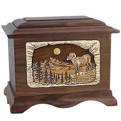 Ram Walnut Cremation Urn For Two