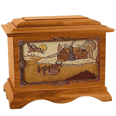 Rustic Paradise Mahogany Cremation Urn For Two