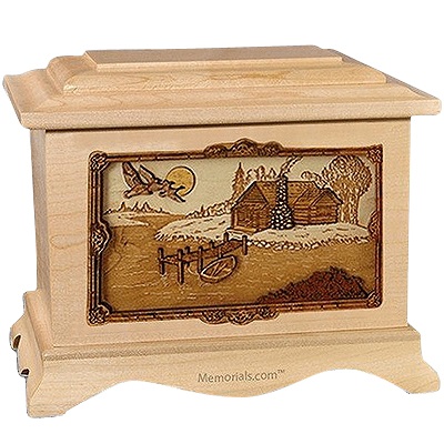 Rustic Paradise Maple Cremation Urn For Two