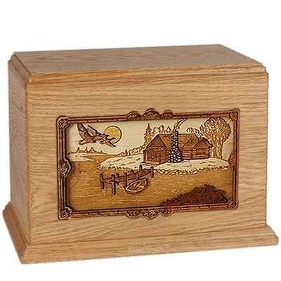 Rustic Paradise Oak Companion Urn