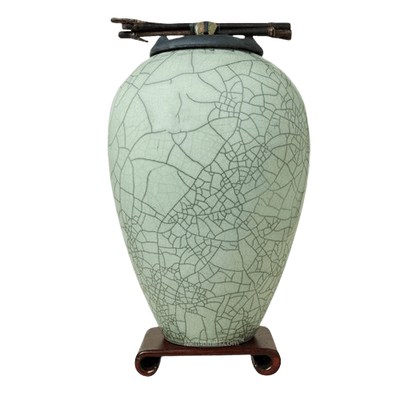 Raku Tall Lime Green Cremation Urns