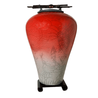 Raku Tall Red Star Cremation Urns