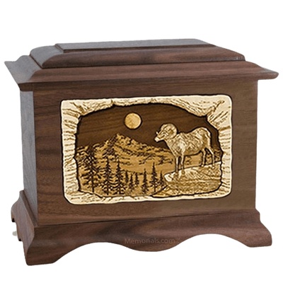 Ram Walnut Cremation Urn