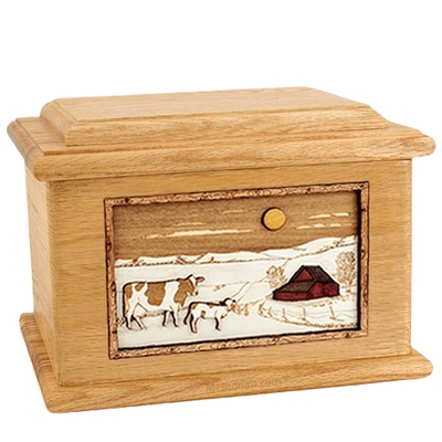 Ranch Oak Memory Chest Cremation Urn