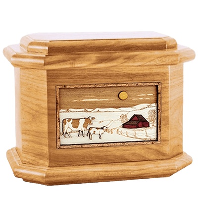 Ranch Oak Octagon Cremation Urn