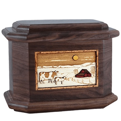 Ranch Walnut Octagon Cremation Urn