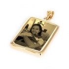 Rectangle Yellow Gold Etched Pendant