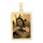 Rectangle Yellow Gold Etched Pendant