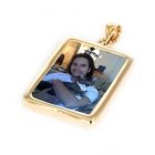 Rectangle Yellow Gold Photo Pendant