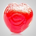 Red Cremation Ash Glass Heart